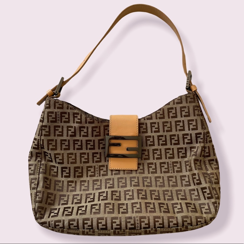 Fendi Zucchino Canvas Shoulder Bag
